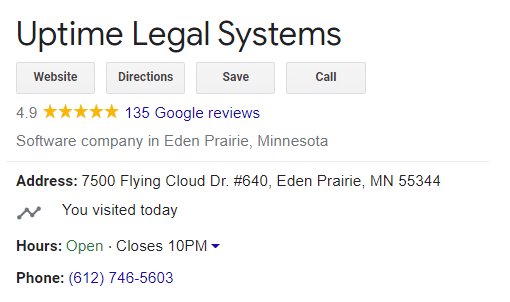 Uptime Legal Google Reviews