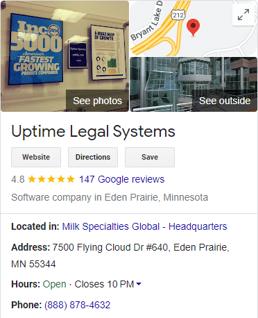 Uptime Legal Google Listing